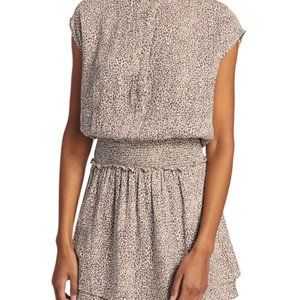 RAILS SMOCKED LEOPARD PRINT DRESS - MEDIUM